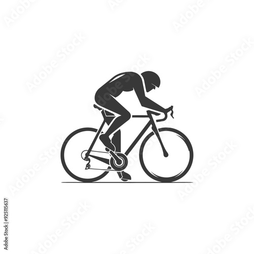 Monochromatic Cyclist in Aggressive Riding Position: Vector Illustration