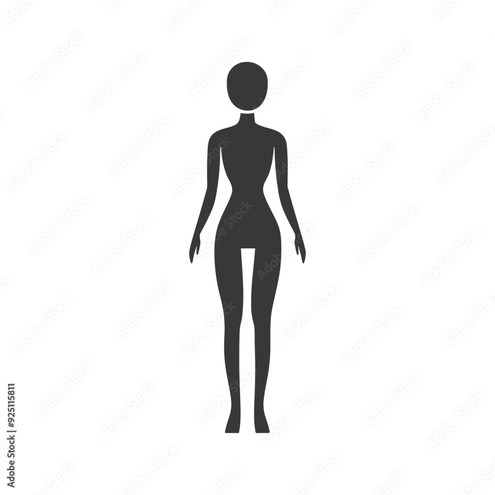 Simplified Female Anatomy Silhouette: Gray Icon Simplified Female Anatomy Silhouette: Gray Icon
