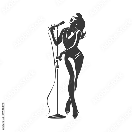 Stylish Silhouette of a Female Singer Performing on Stage
