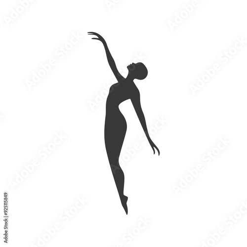 Elegant Ballerina Silhouette: Graceful Leap, Minimalist Design