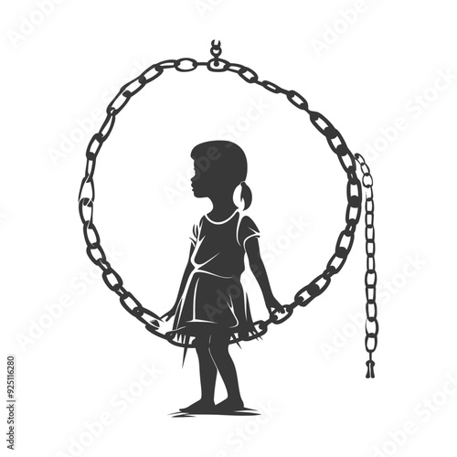 Silhouette Girl, Chain Circle, Captive Innocence