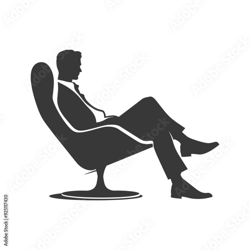 Silhouette of Sophisticated Man Relaxing in Modern Swivel Chair