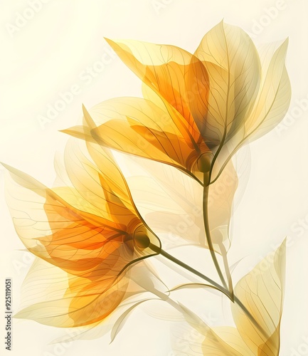 Abstract Floral Illustration with Delicate Yellow Flowers