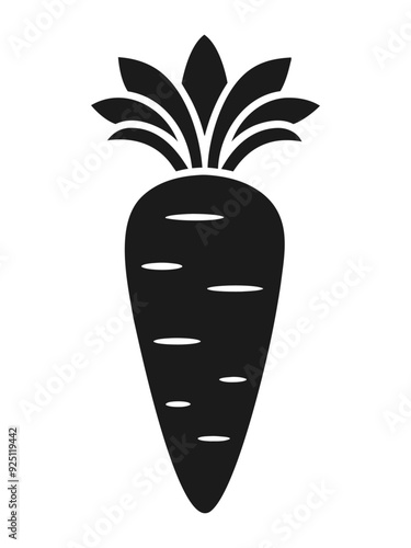 Black silhouette vegetable carrot icon and vector illustration