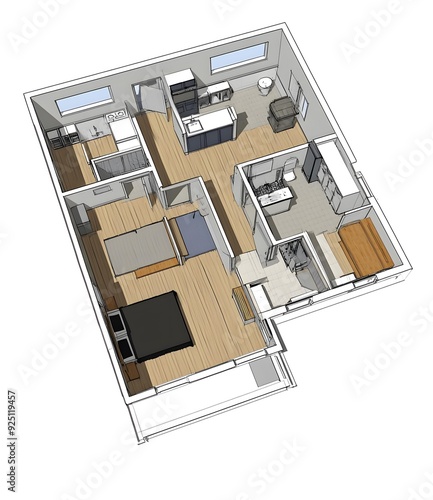 Hand Drawn Sketch Of A Modern Apartment Floor Plan