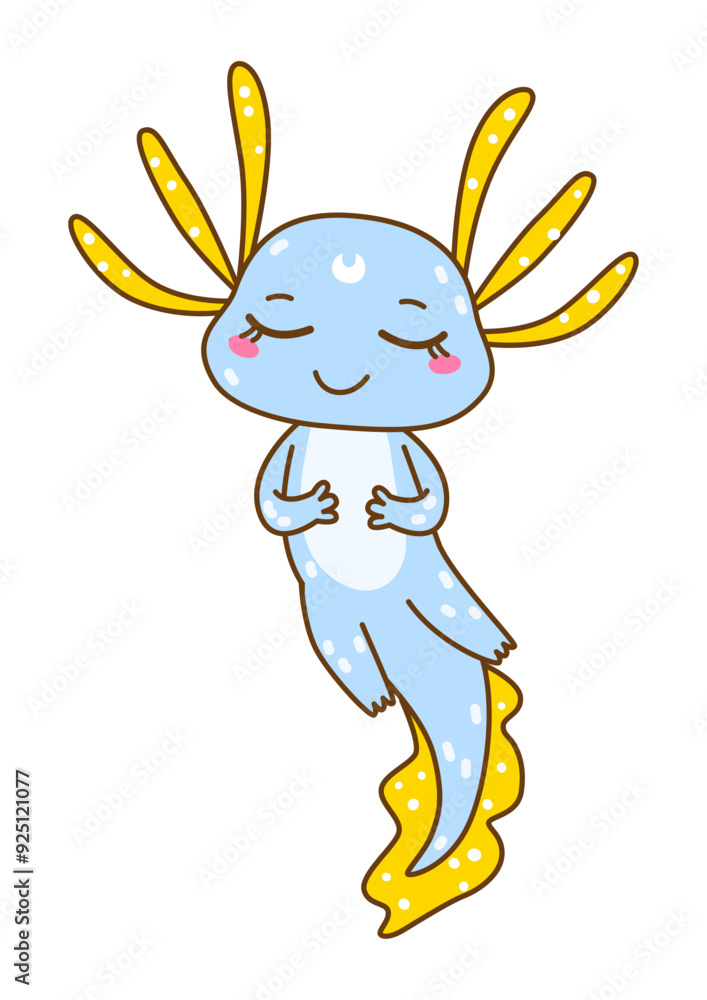 Fototapeta premium Cute cartoon axolotl isolated on white - funny animal for Your happy design 2