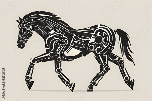 Minimalist Modern Robotic Horse Logo Abstract Graphic Design photo