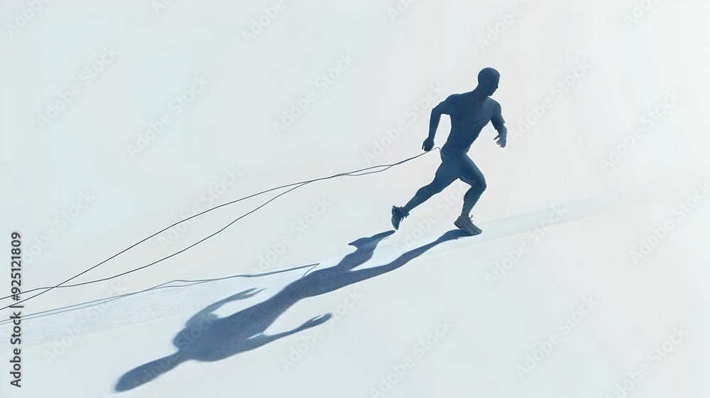 Naklejka premium Minimalist 3D Render of a Runner Crossing the Finish Line in Art