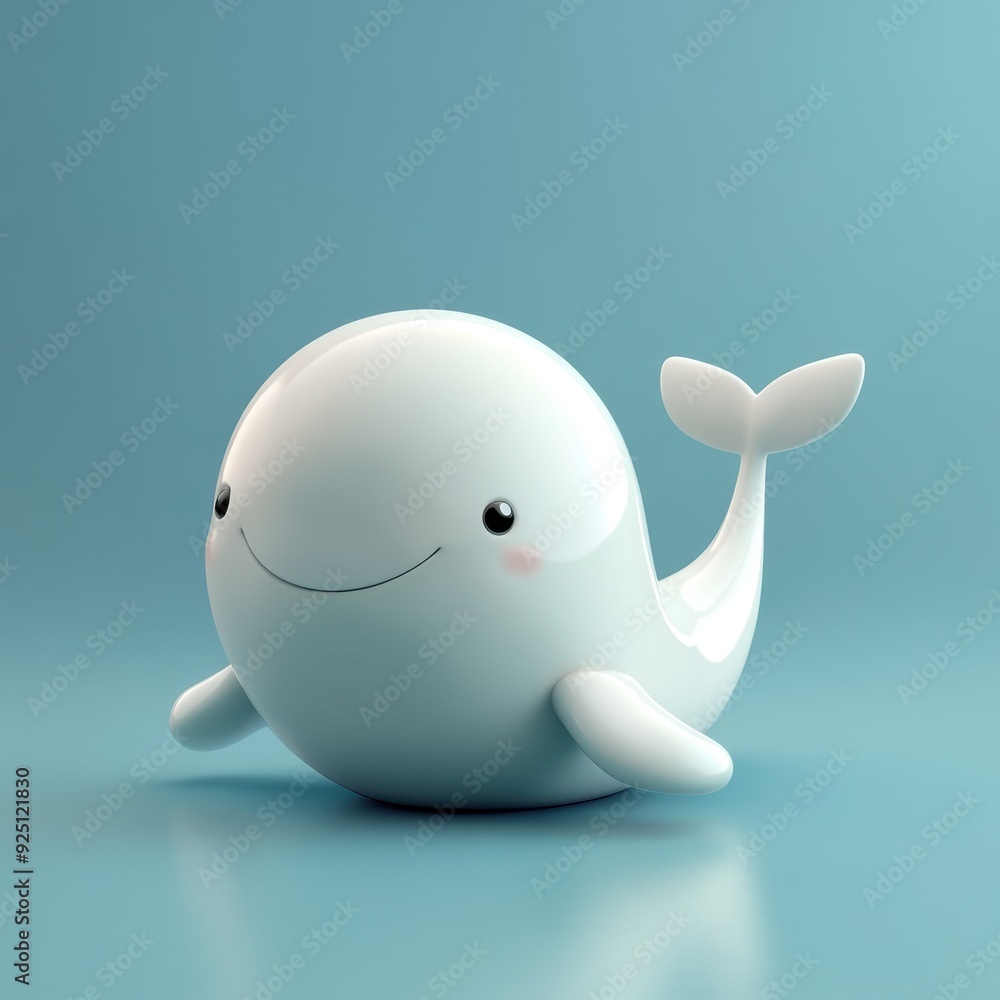 Cute Cartoon Whale on Blue Background - 3D Render. Cute Cartoon Whale on Blue Background - 3D Render.