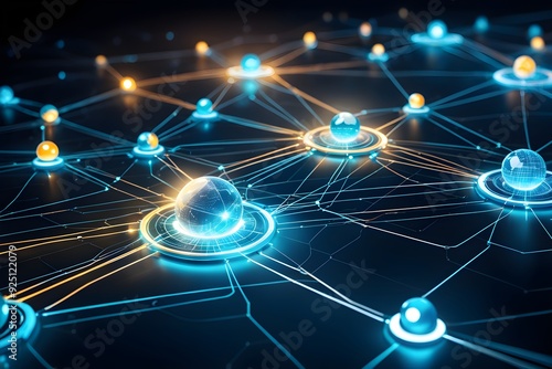 A network of glowing spheres connected by lines