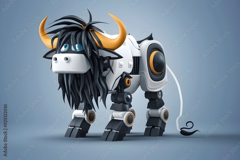 Cute Robot Yak Cartoon Logo for Branding and Design Cute Robot Yak Cartoon Logo for Branding and Design