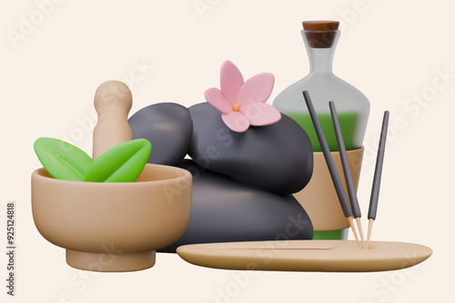 Vector composition of spa elements in realistic style