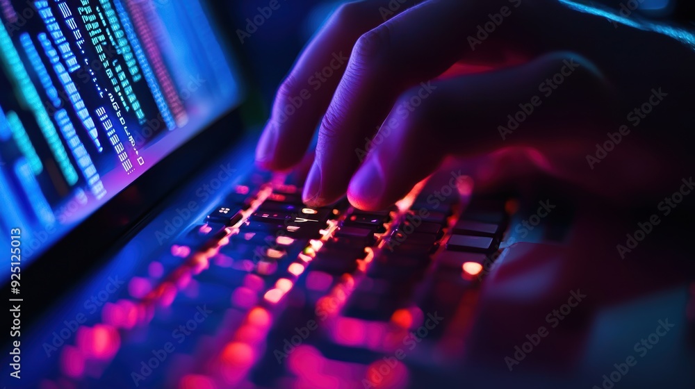 Cybersecurity Concept - Person Setting Up Strong Passwords for Online Banking Security Cybersecurity Concept - Person Setting Up Strong Passwords for Online Banking Security