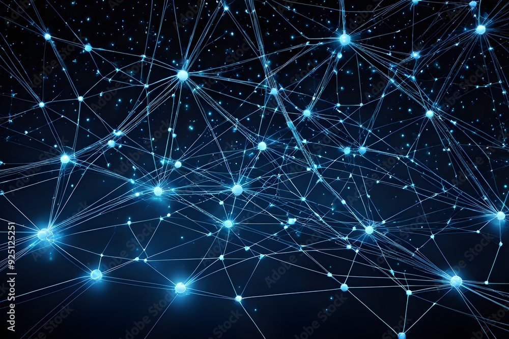 A blue background with many small blue dots that are connected to each other A blue background with many small blue dots that are connected to each other