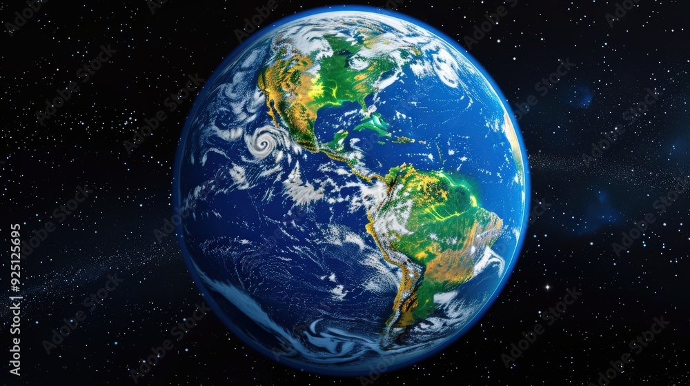 Earth From Space with North and South America Visible Earth From Space with North and South America Visible