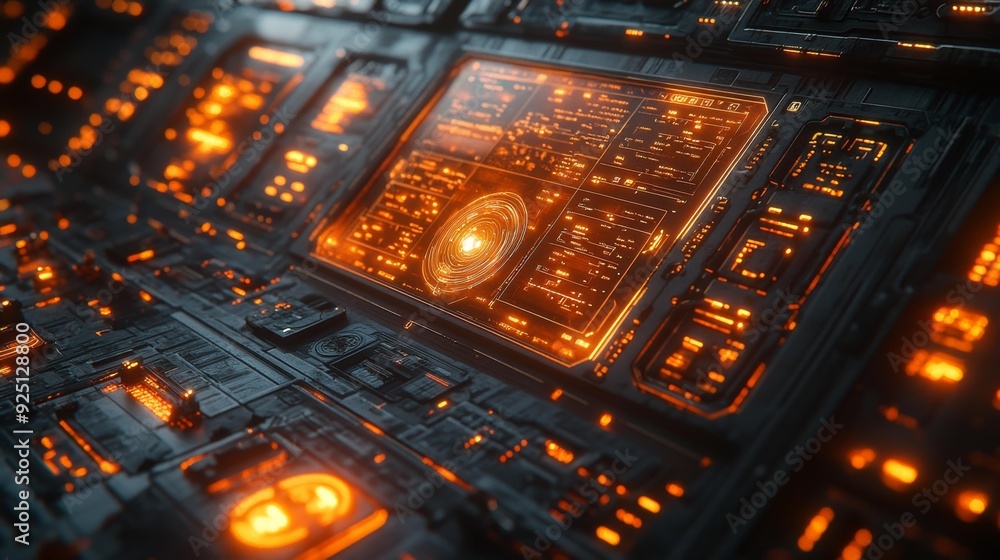 Fototapeta premium High-tech control panel interface - generative ai