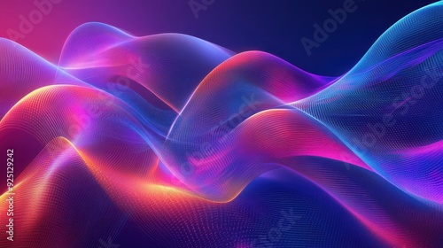 Abstract Neon Wave Background - Futuristic Digital Art with Gradient Colors