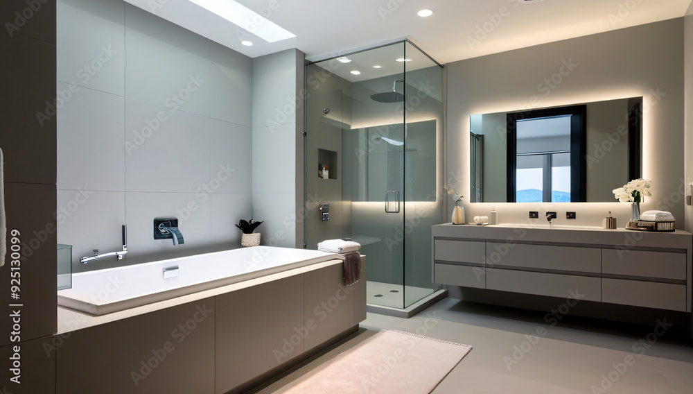 Light gray bathroom model, Minimalist style Light gray bathroom model, Minimalist style