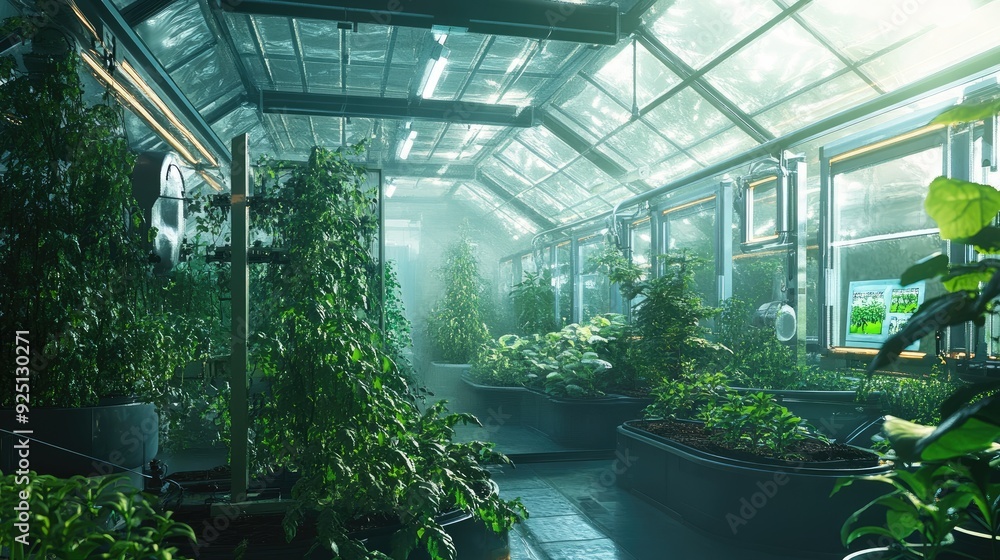 High-tech greenhouse with a fully automated climate control system. High-tech greenhouse with a fully automated climate control system.