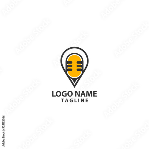 podcast location logo design vector