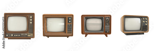 
Set of Vintage TV isolated on transparent png background
