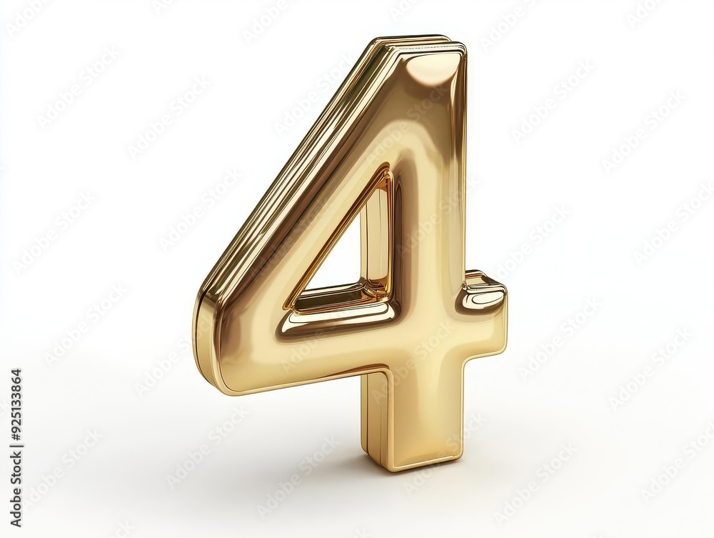 Shiny gold number four isolated on white background. Shiny gold number four isolated on white background.
