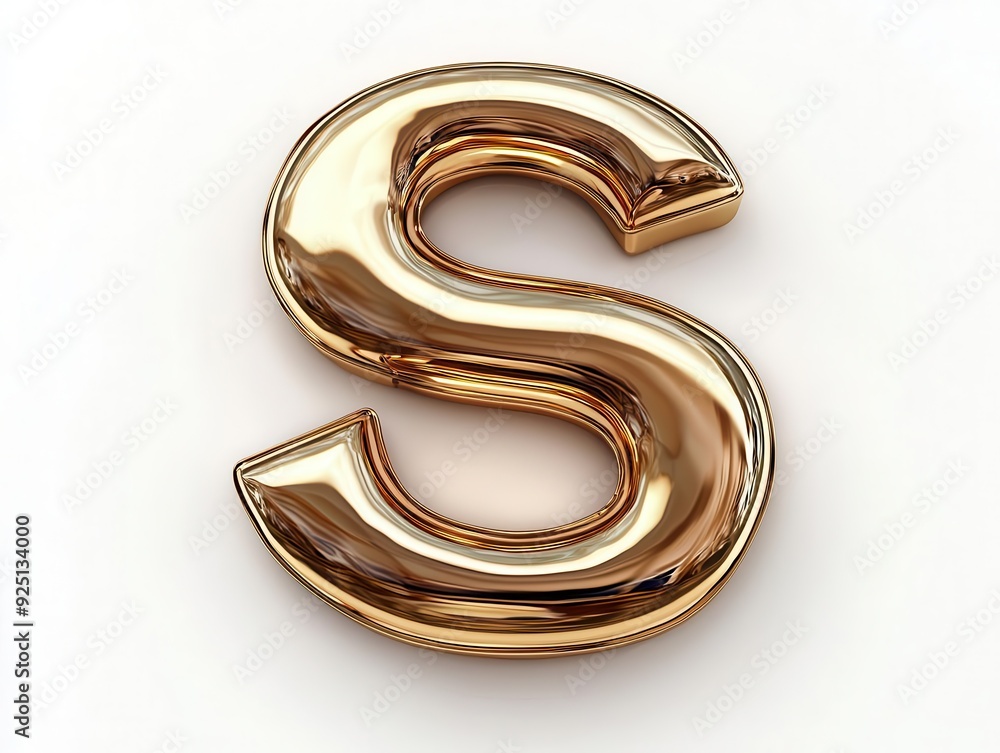 Golden letter S isolated on white background. Golden letter S isolated on white background.