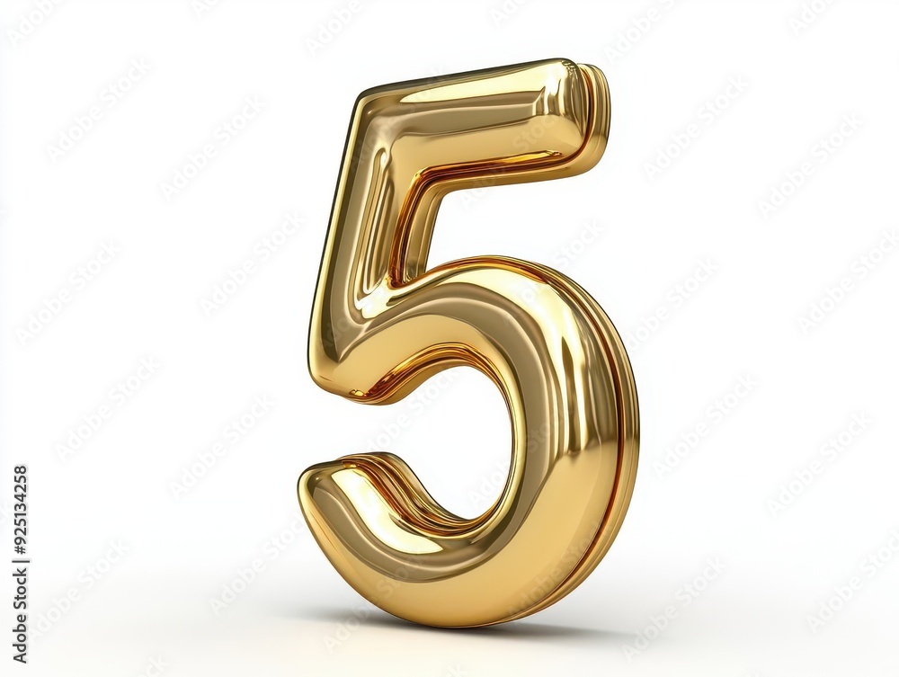 Shiny golden number five isolated on white background. Shiny golden number five isolated on white background.
