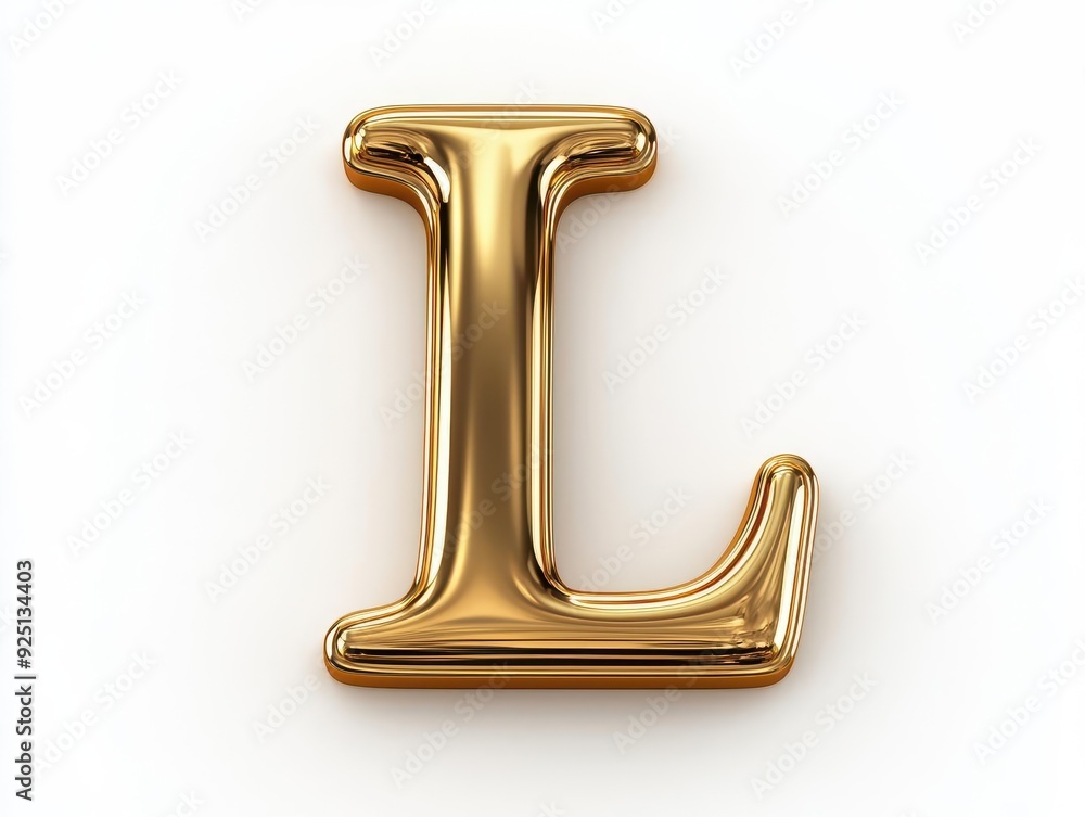 Shiny golden letter L, isolated on white background Shiny golden letter L, isolated on white background
