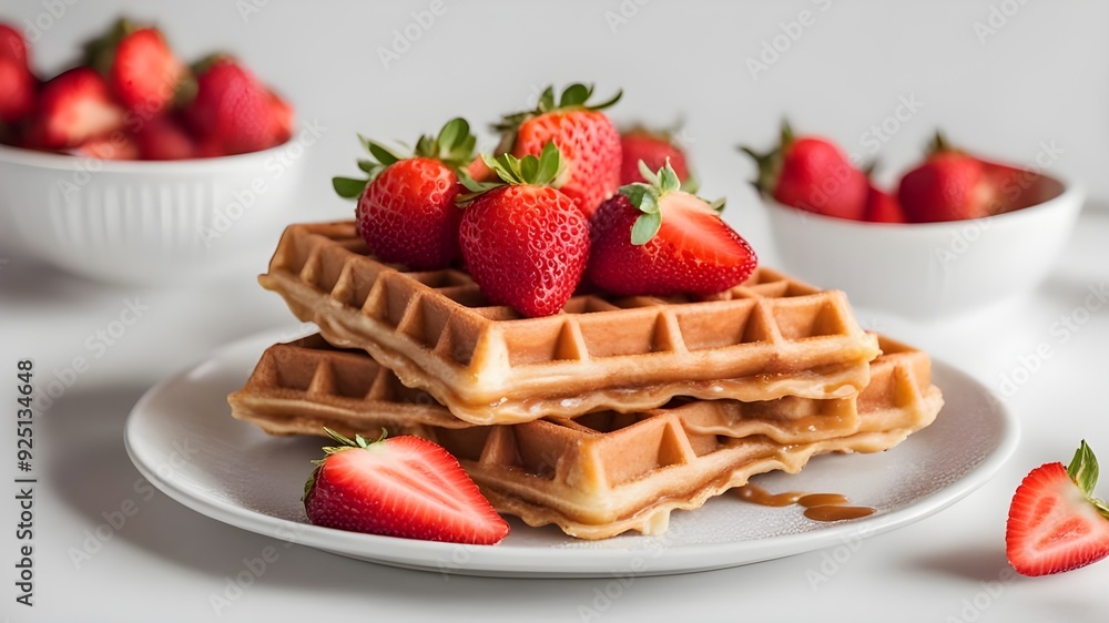 Waffle and strawberry Waffle and strawberry