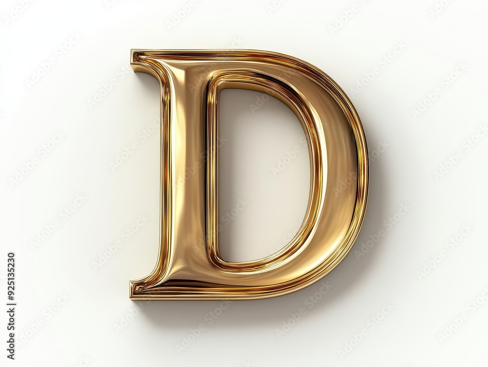 Golden 3D letter D isolated on white background. Golden 3D letter D isolated on white background.