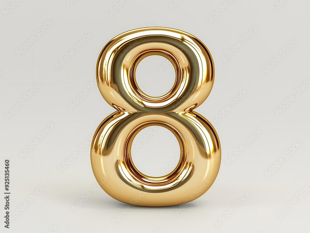 Shiny golden number eight isolated on white background. Shiny golden number eight isolated on white background.