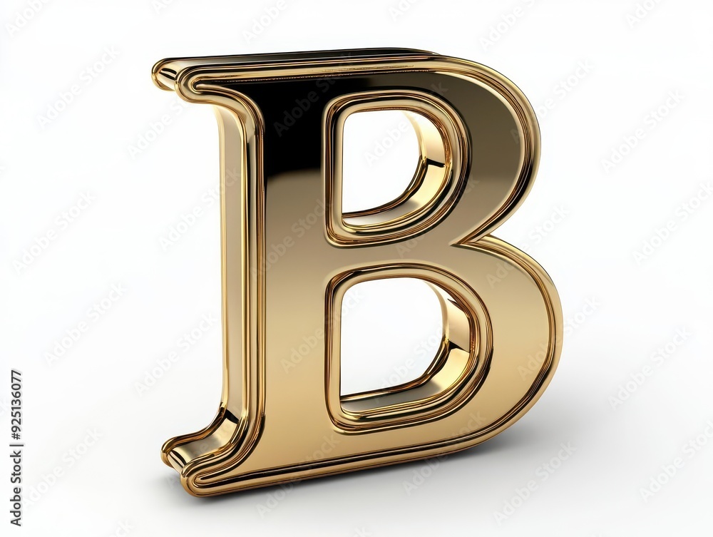 Golden 3D letter B isolated on white background Golden 3D letter B isolated on white background