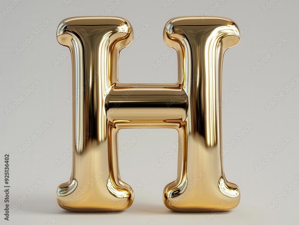 Golden balloon letter H, isolated on white background. Golden balloon letter H, isolated on white background.