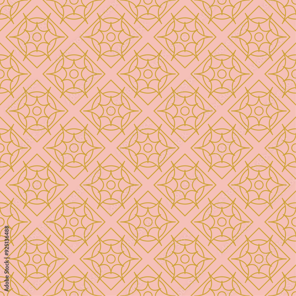 Fototapeta premium Pastel pink geometric background with subtle yellow shapes