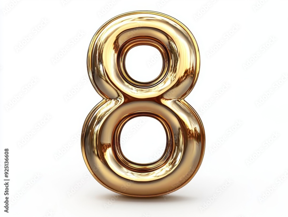 Shiny golden number eight isolated on white background Shiny golden number eight isolated on white background