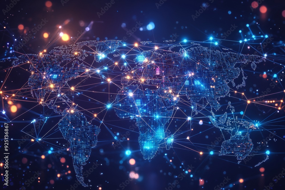 Global Digital Business Network Connection Illustration created with Generative AI Global Digital Business Network Connection Illustration created with Generative AI