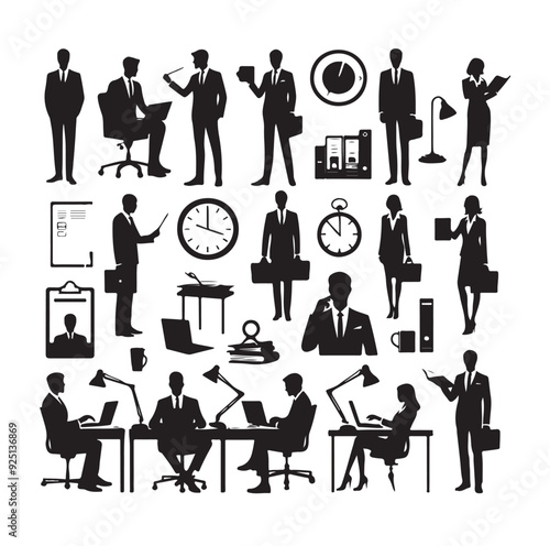 Secretary silhouette vector illustration set