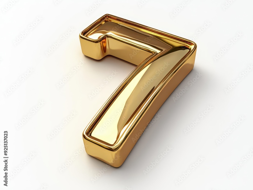 Shiny golden number 7 isolated on white background. Shiny golden number 7 isolated on white background.