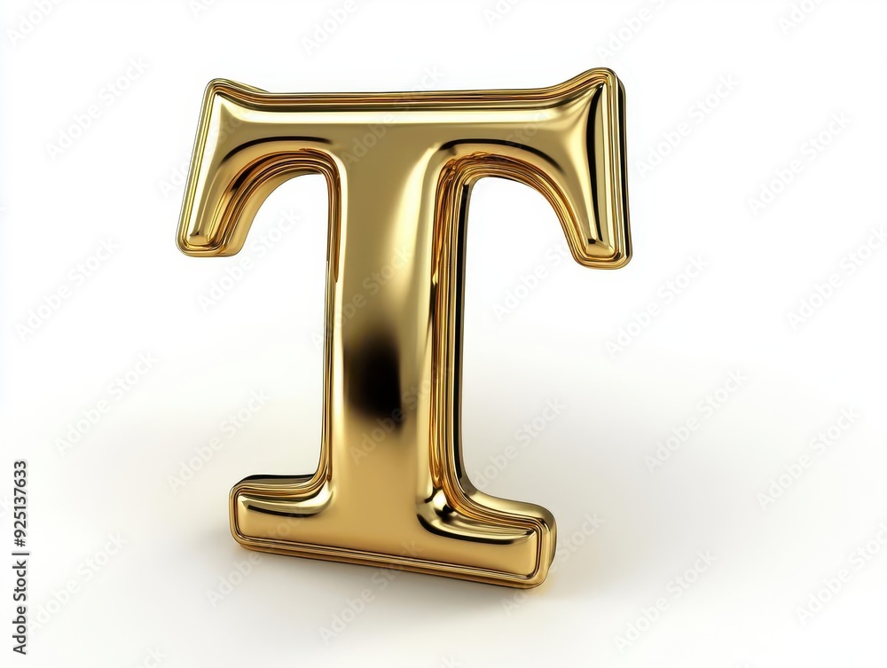 Golden letter T, 3D render, isolated on white Golden letter T, 3D render, isolated on white