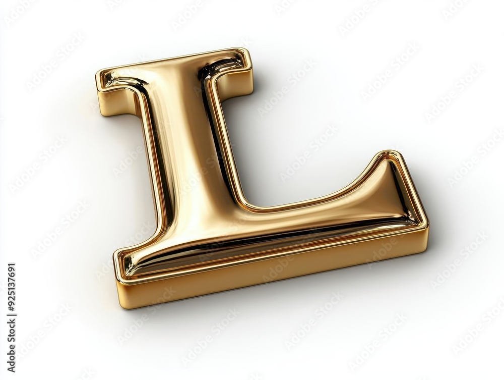 Shiny golden letter L isolated on white background Shiny golden letter L isolated on white background