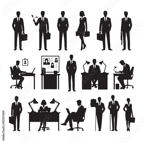 Secretary silhouette vector illustration set