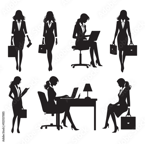 Secretary silhouette vector illustration set