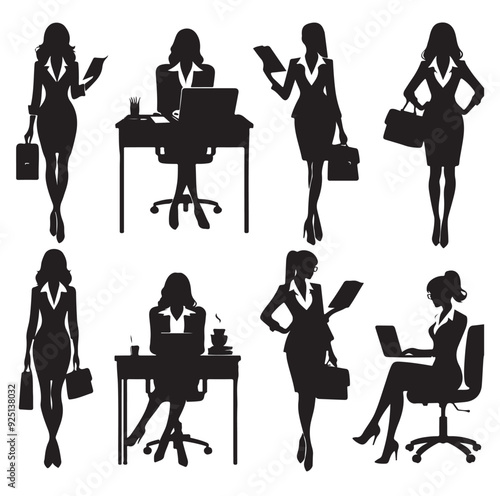 Secretary silhouette vector illustration set