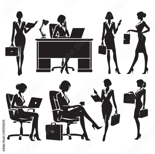 Secretary silhouette vector illustration set