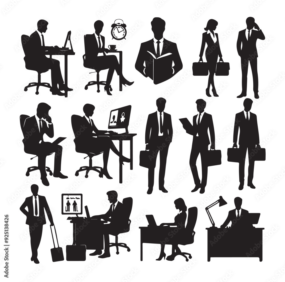 Secretary silhouette vector illustration set Secretary silhouette vector illustration set