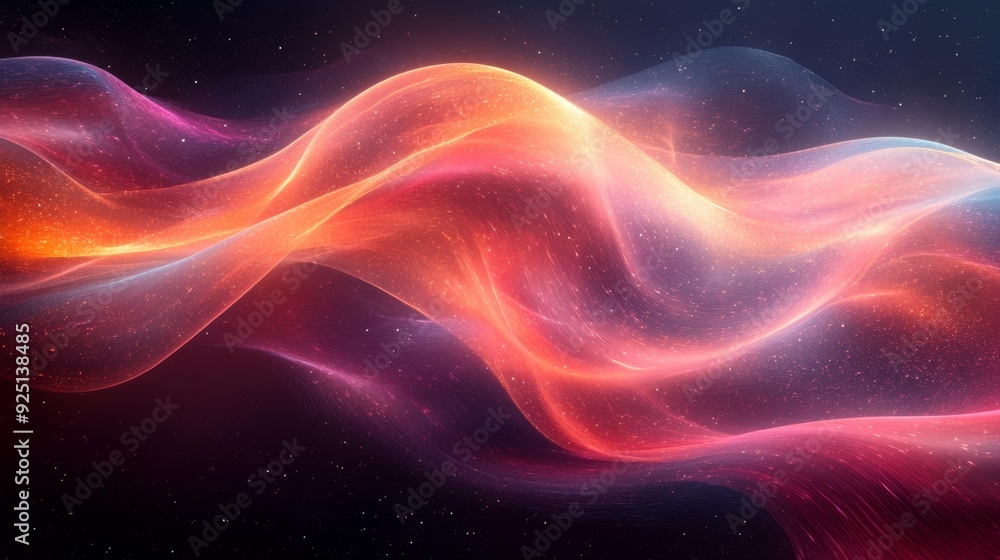Abstract waves of colorful light - generative ai Abstract waves of colorful light - generative ai
