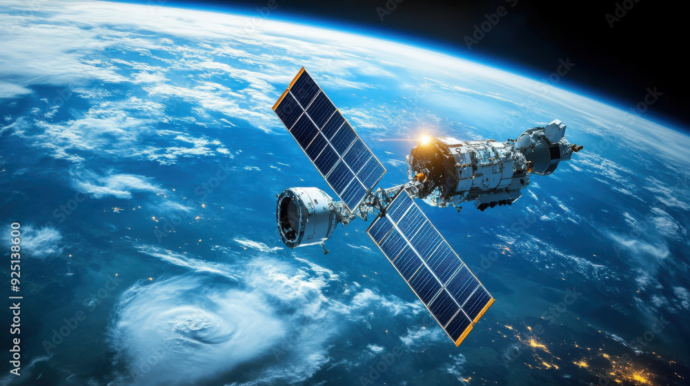 Fototapeta premium Communication technology in Russia: Advancements in satellite communication and cybersecurity,