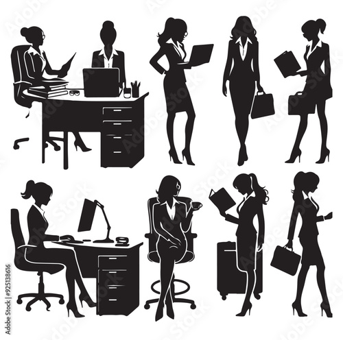 Secretary silhouette vector illustration set
