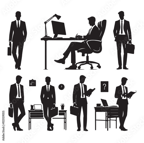 Secretary silhouette vector illustration set
